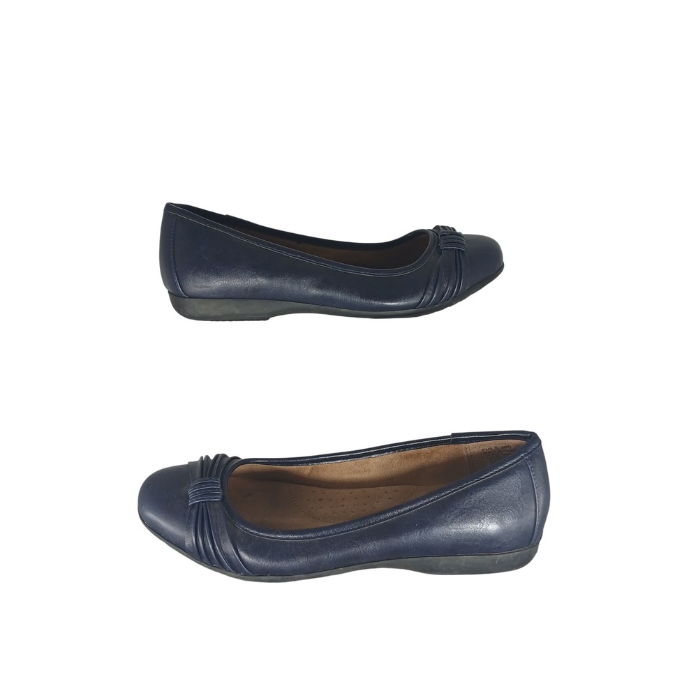 Croft Barrow Kimmy Navy Blue Ortholite Ballet Flats Womens Size 8 M Pleated Knot